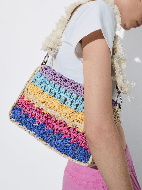 Bolso Bandolera De Paja - Multicor