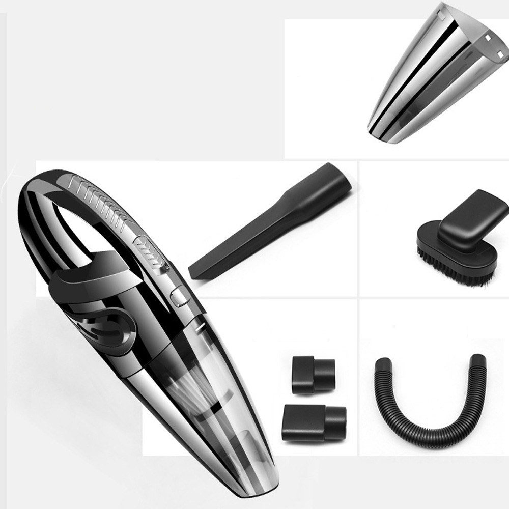 (120 Watt) Ultraleichter Kabelloser Hand Staubsauger mit Reinigungsaufsätzen für Haushalt / Auto - Schwarz