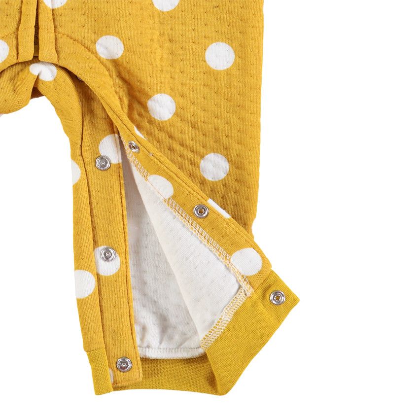 Combinaison longue à pois doublée jersey pour bébé fille - Moutarde