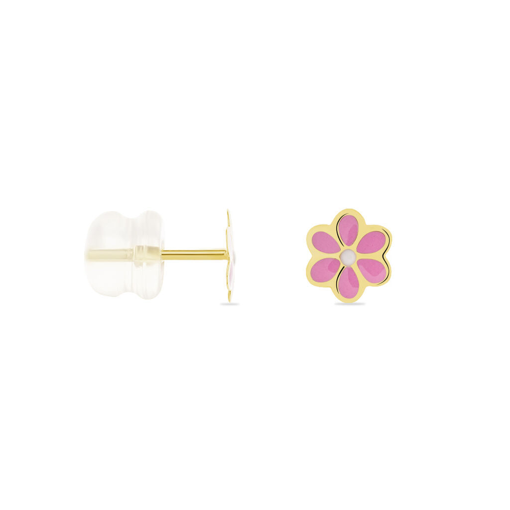Boucles D'oreilles Puces Or Jaune Talia Email