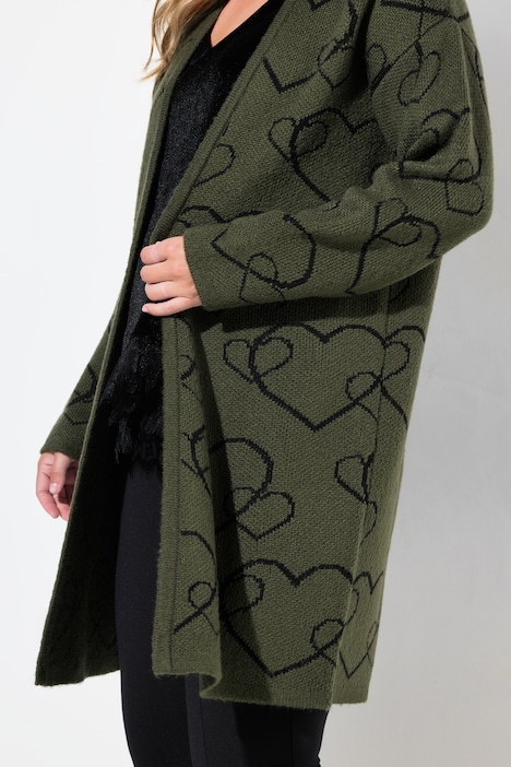 Strickjacke, Classic Fit, Herzmuster