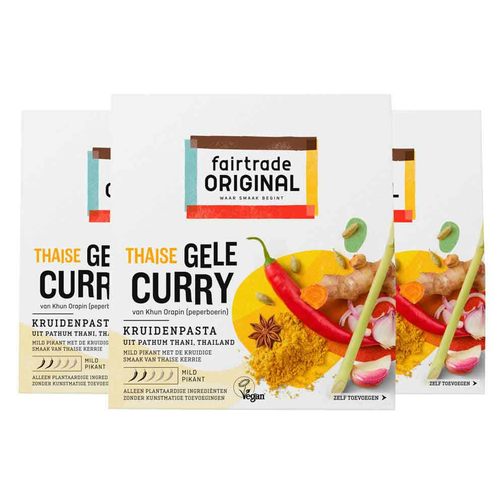 3x Fairtrade Original Kruidenpasta Gele Curry70 gr