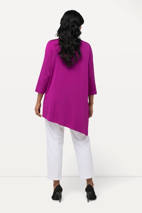 Slinkyshirt, Lagenoptik, A-Linie, V-Ausschnitt, 3/4-Arm