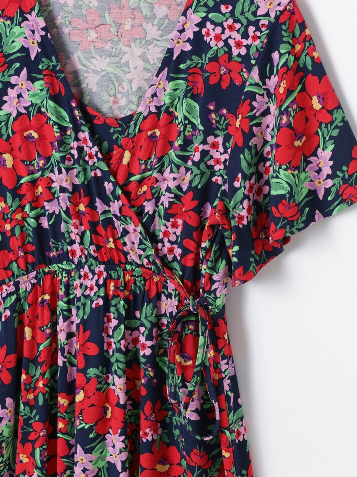 Vestido curto de maternidade estampado - Vermelho/azul marinho