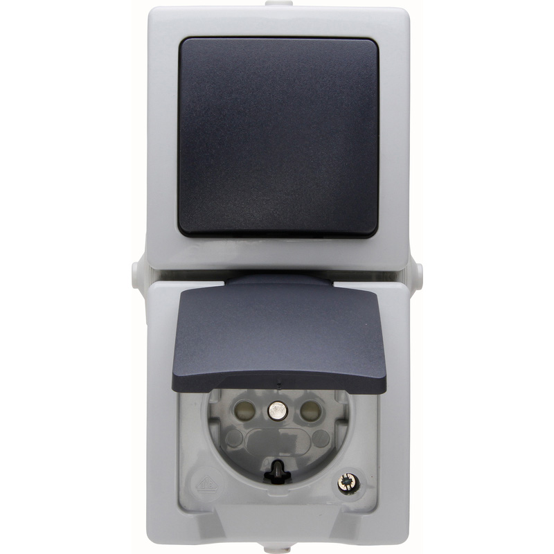 Kopp Nautic combinatie WCD/wissel RA KV opbouw spatwaterdicht Mat antraciet/wit IP44 verticaal