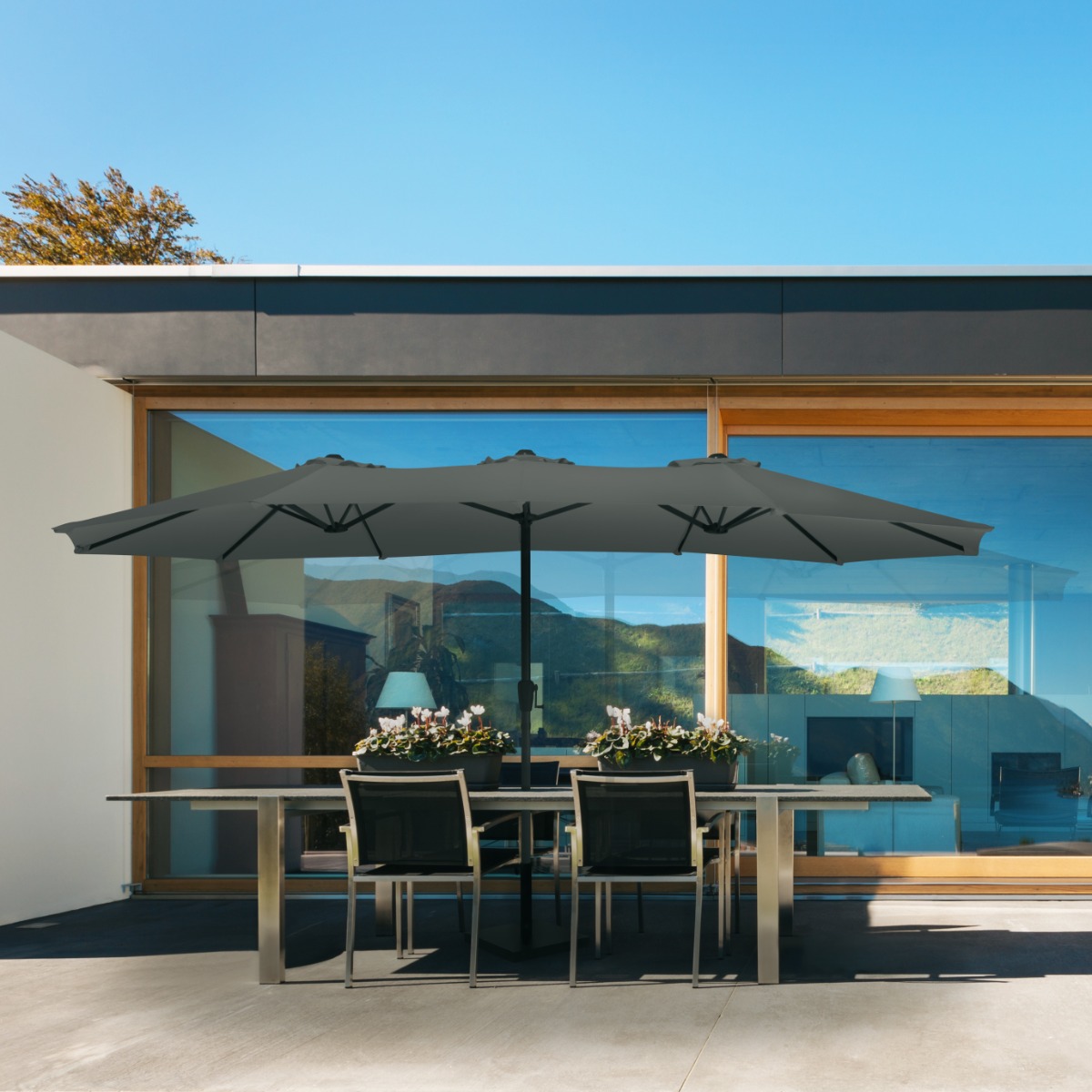 VONROC Iseo 460 x 270 cm Premium parasol - Grey