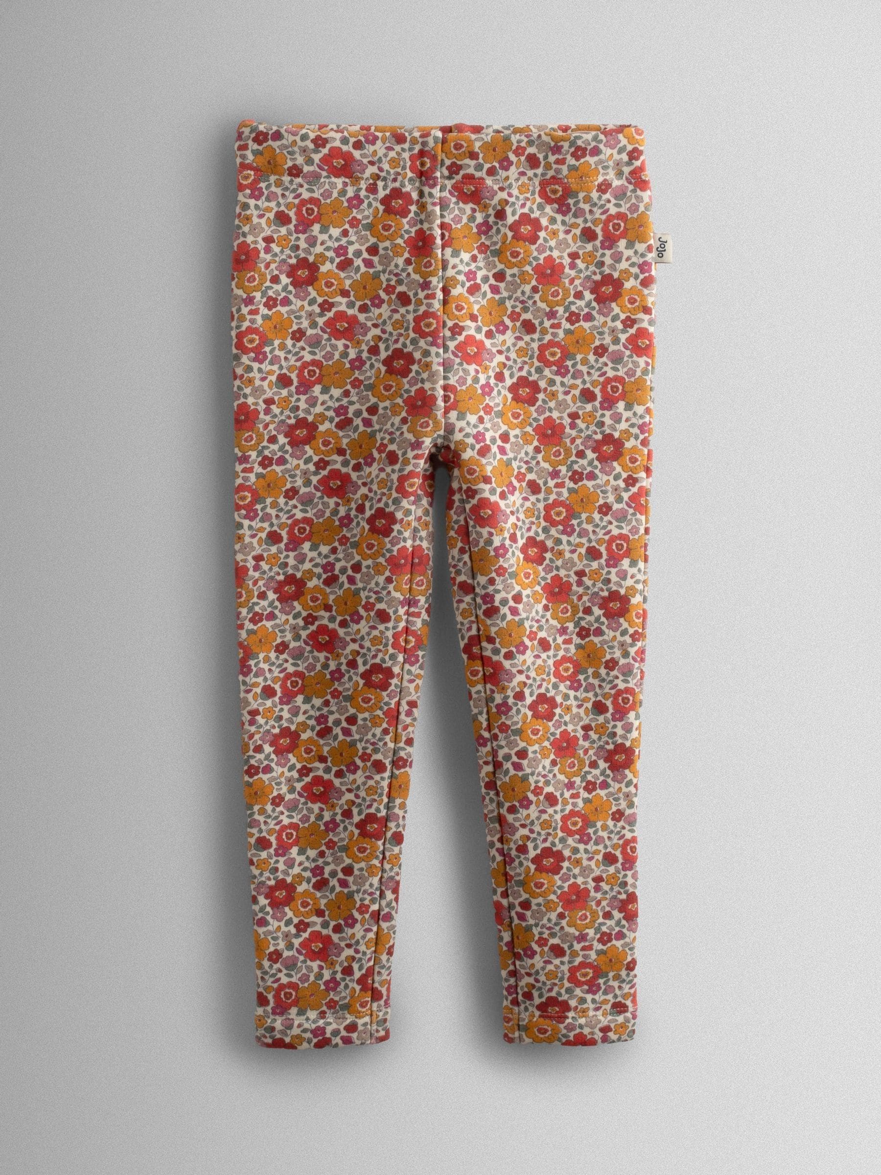 Kaki met bloemenprint - JoJo Maman Bébé Fleece-Lined Printed Leggings 2 Pack