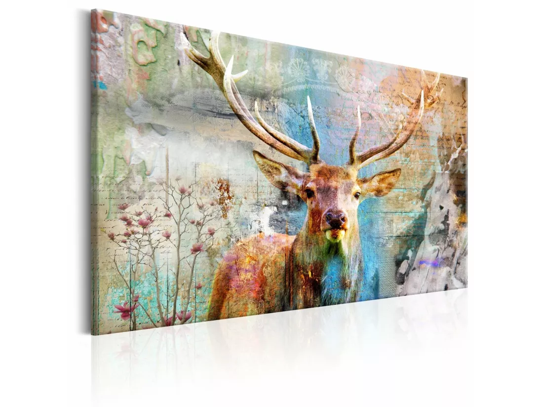 Tableau cerf sur bois - 90 x 60 cm