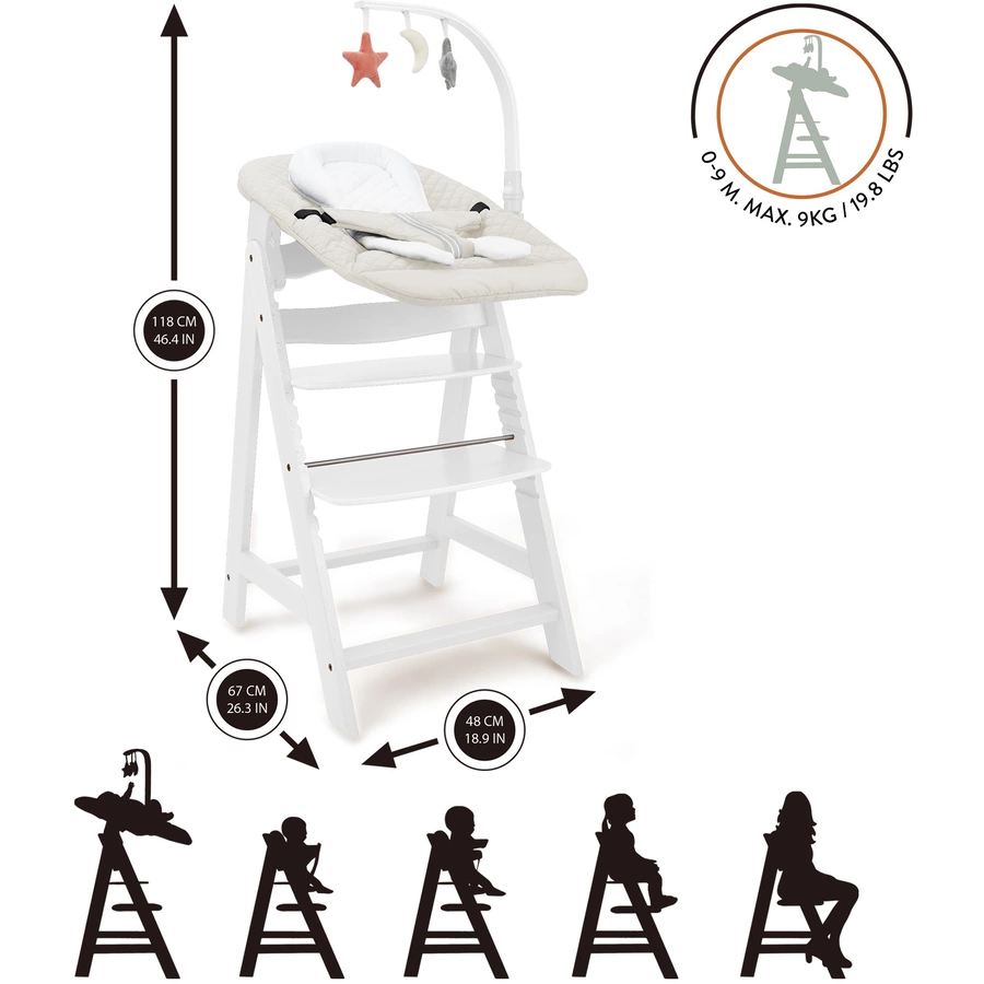 509 Crew SKY Hochstuhl weiß inkl. Bouncer stone white