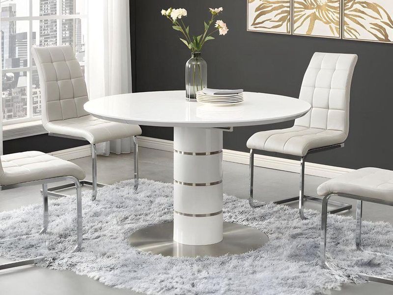 CUSCO - Uittrekbare Eettafel - Wit - MDF en Roestvrij Staal