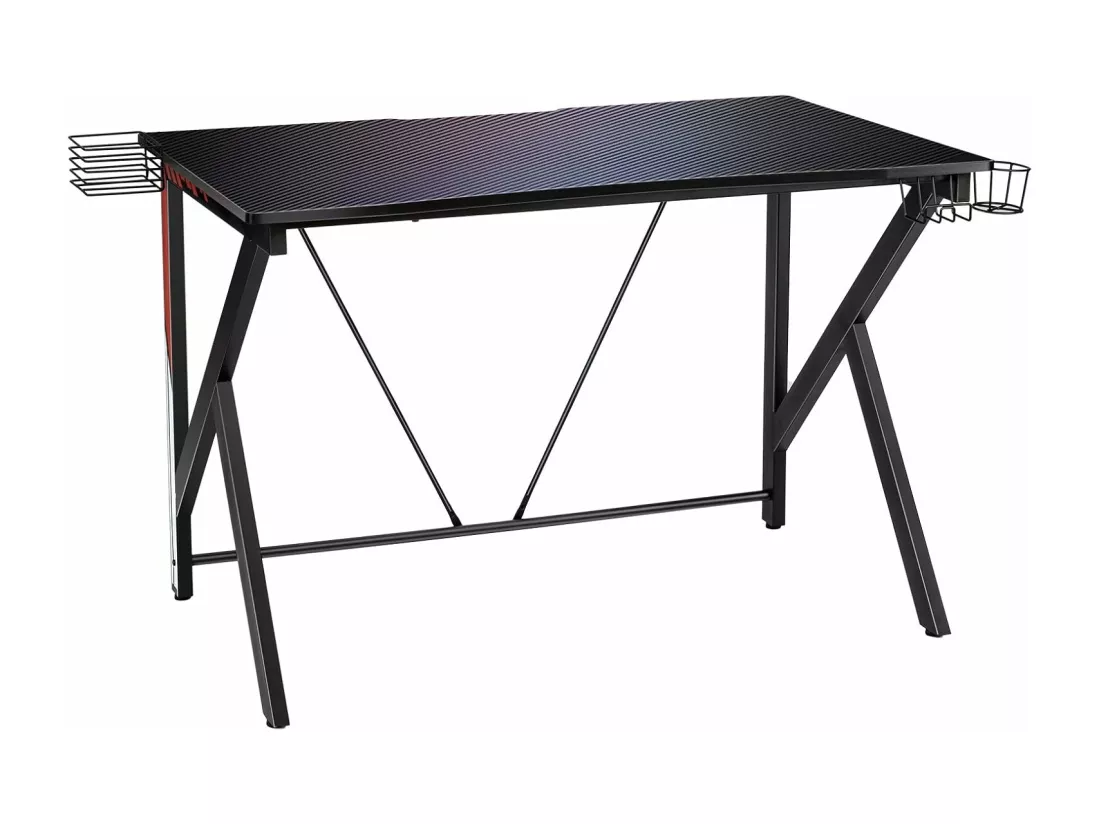 Bureau Gamer Bureau de Jeu pour Gaming avec Stockage Vidéo, Porte-Gobelet et Crochet 115 x 73 x 76,5 CM