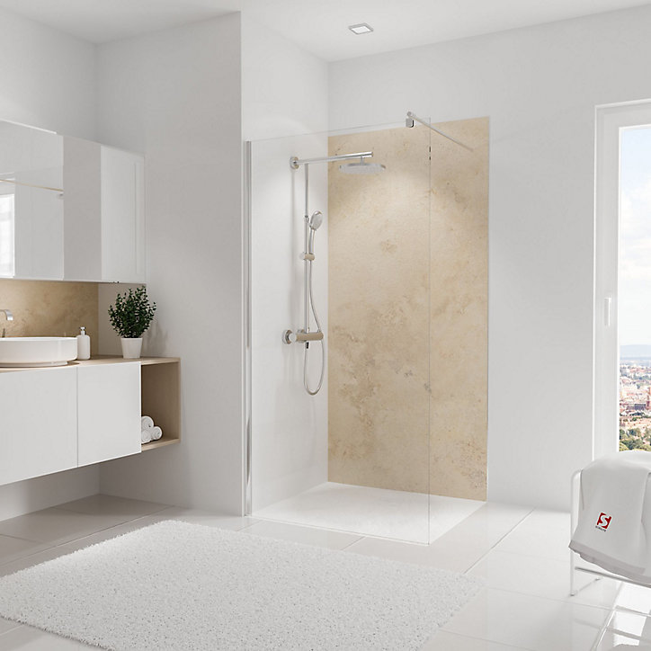 Panneau mural salle de bains 100 x 210 cm, Schulte DécoDesign Décor, travertin