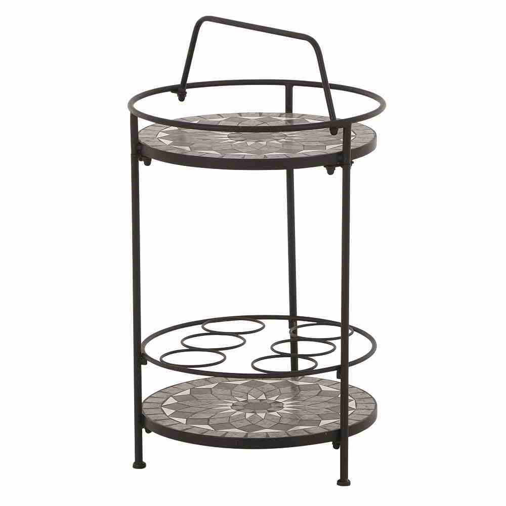 Beistelltisch COMO - matt schwarz - Mosaik-Optik - 74 cm hoch