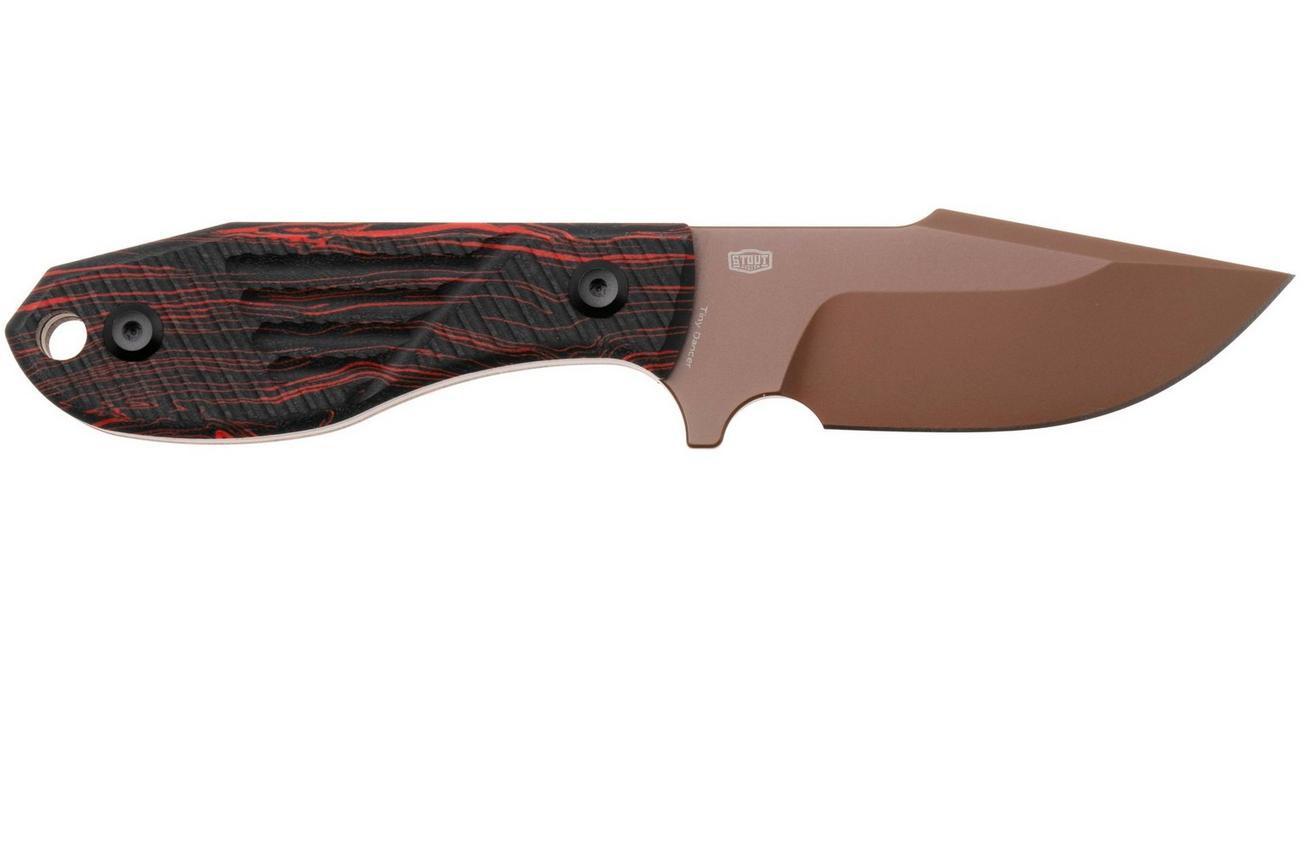 Tenable Knives Tiny Dancer G014A2 Rose Gold Coated D2, Black Red G-Mascus, vaststaand mes, JB Stout design