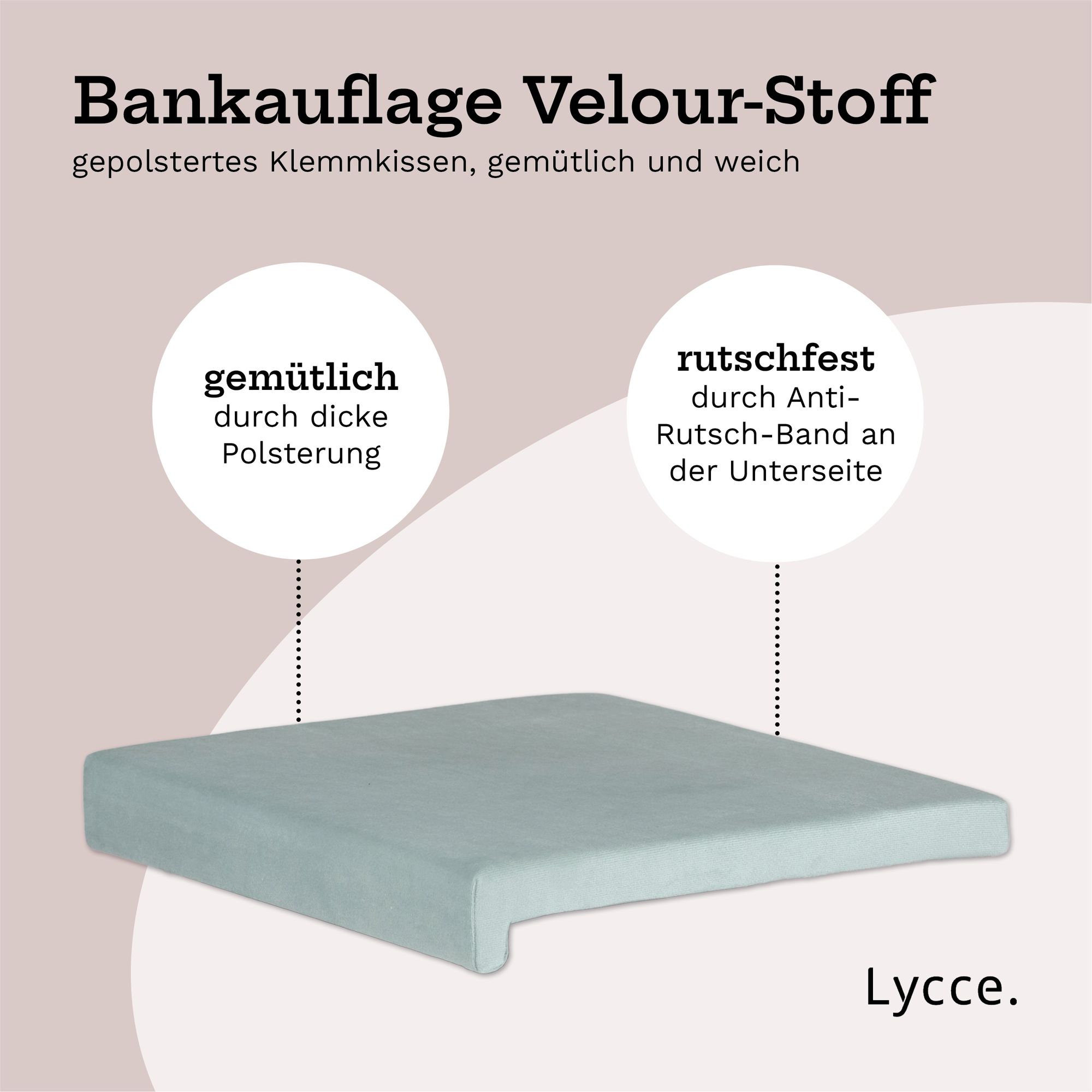 Lycce Klemmkissen / Sitzkissen mit 1 Leiste, Velourstoff rosa und blau