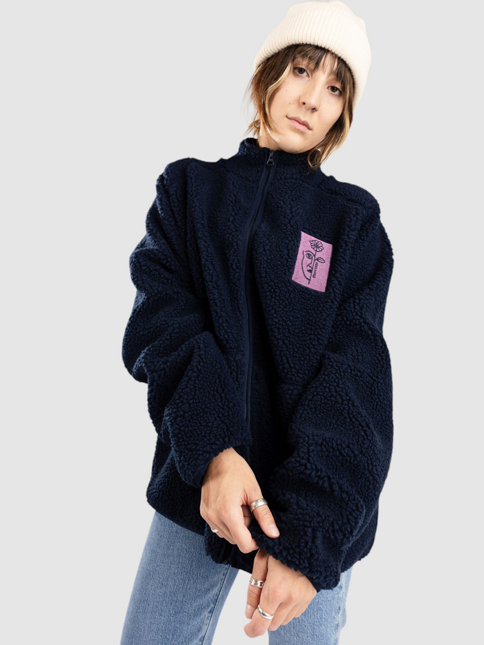And Feelings Vista Sherpa Fleece Jacket navy