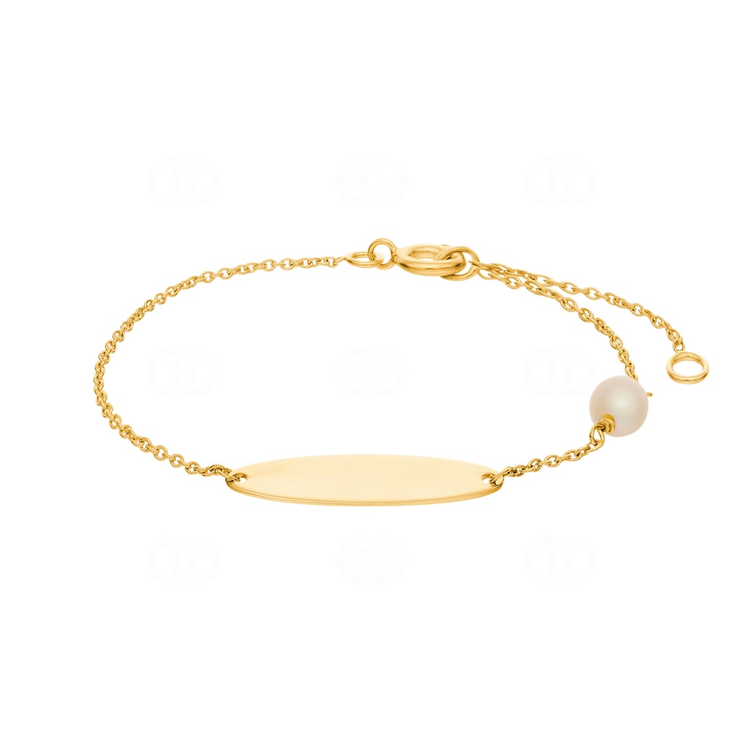 Gravurarmband 375/9 K Gelbgold oval mit Süsswasserzuchtperle