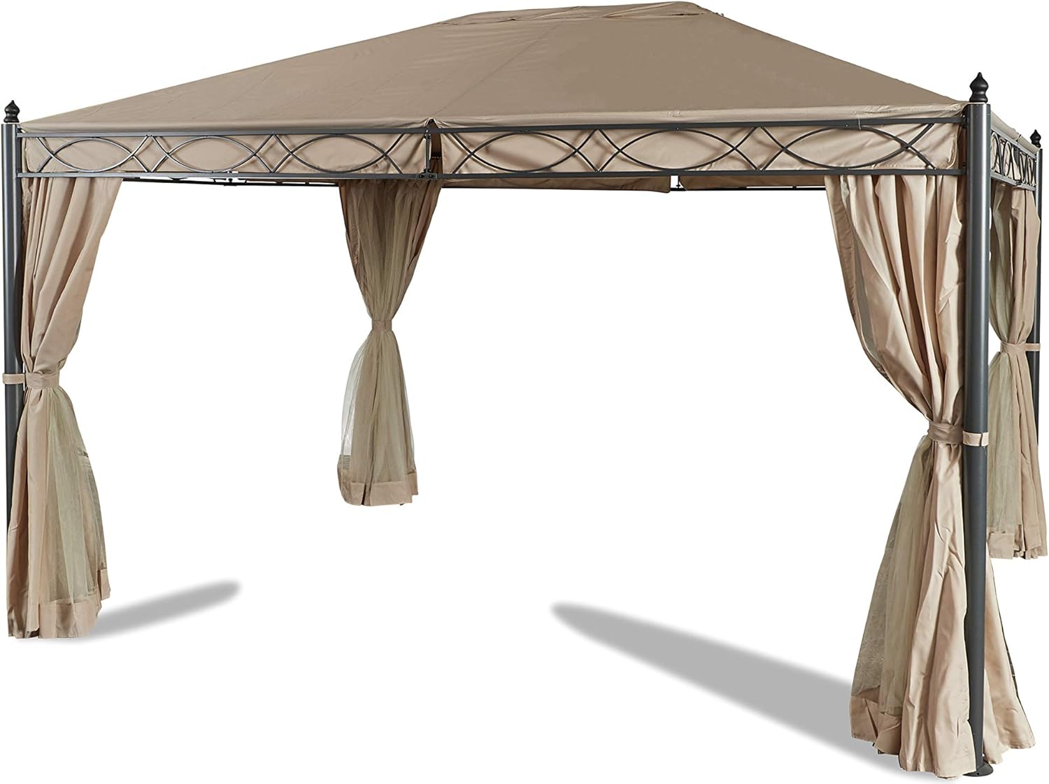 GRASEKAMP Qualität seit 1972 Garten-Pavillon ROM 3x4m mit 2 Seitenteil Sets geschlossen und mit Moskito Netz Party-Zelt Terrassen-Dach