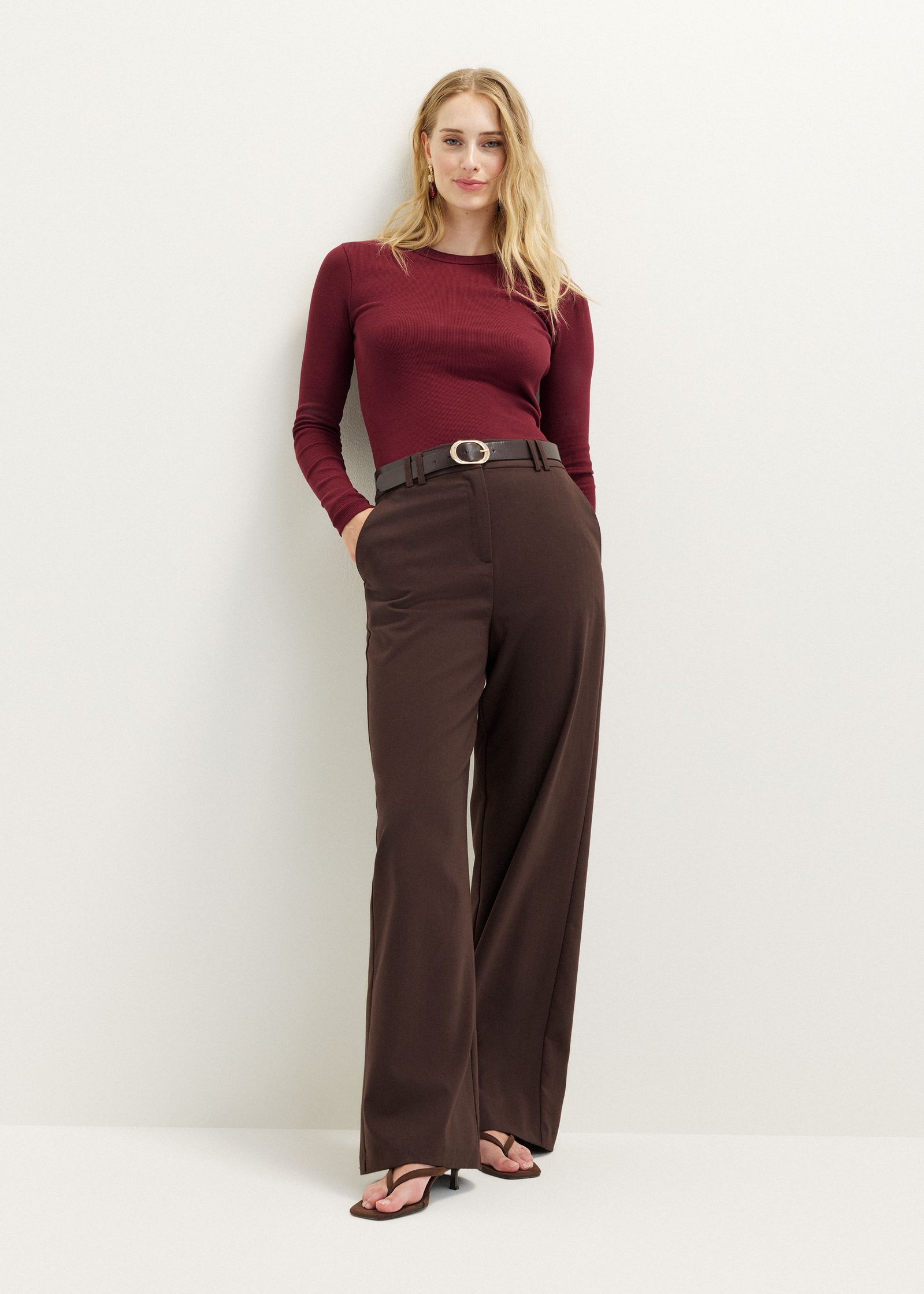 Wijde pantalon met riem