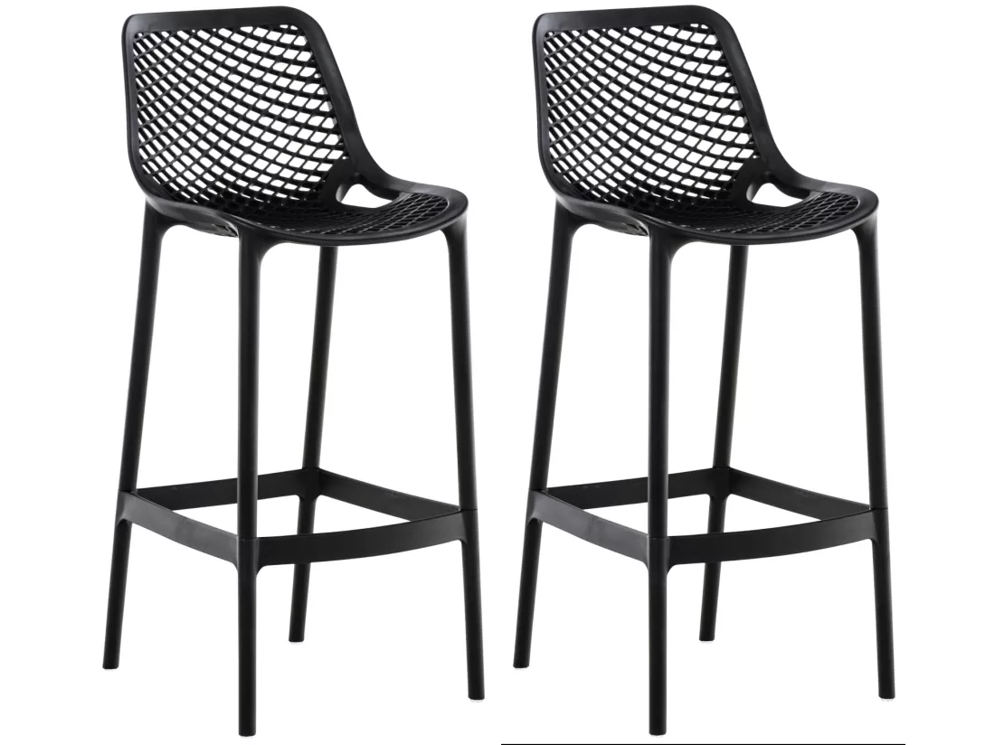 Lot de 2 Tabouret de bar - Plastique & Plastique - Noir - Air