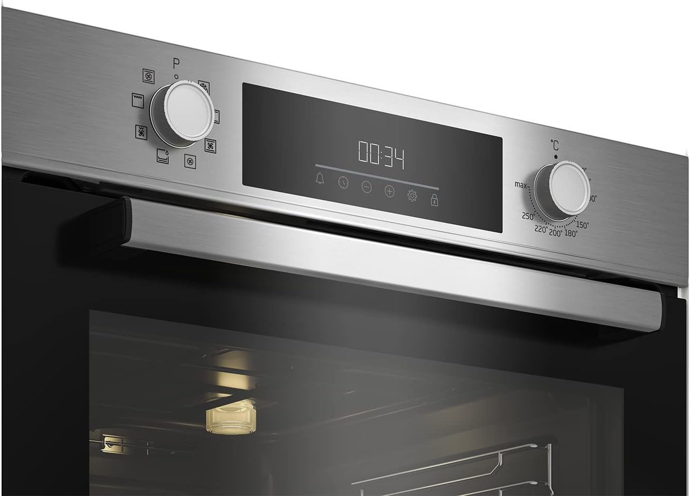 Beko BBSM12320X Einbau-Backofen-Set, zwei autarke Geräte: Glaskeramik-kochfeld mit 4 Kochzonen, Backofen mit 8 Heizarten, 72 l Garraum-Volumen, AeroPerfect, Sensortasten, Schwarz/Edelstahl