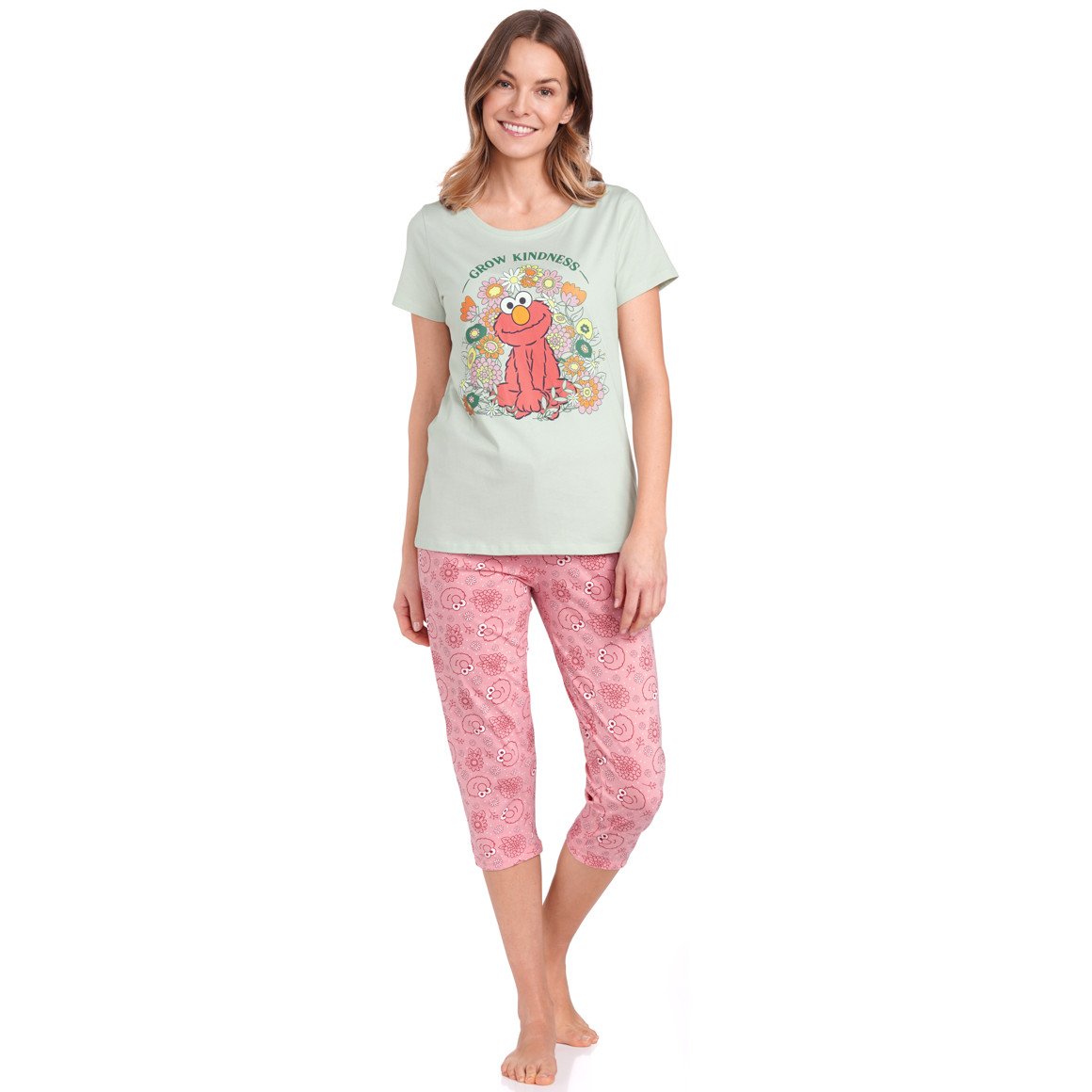 Gina Benotti Sesamstraße Shorty mit Krümelmonster-Print hellgrün / rosa