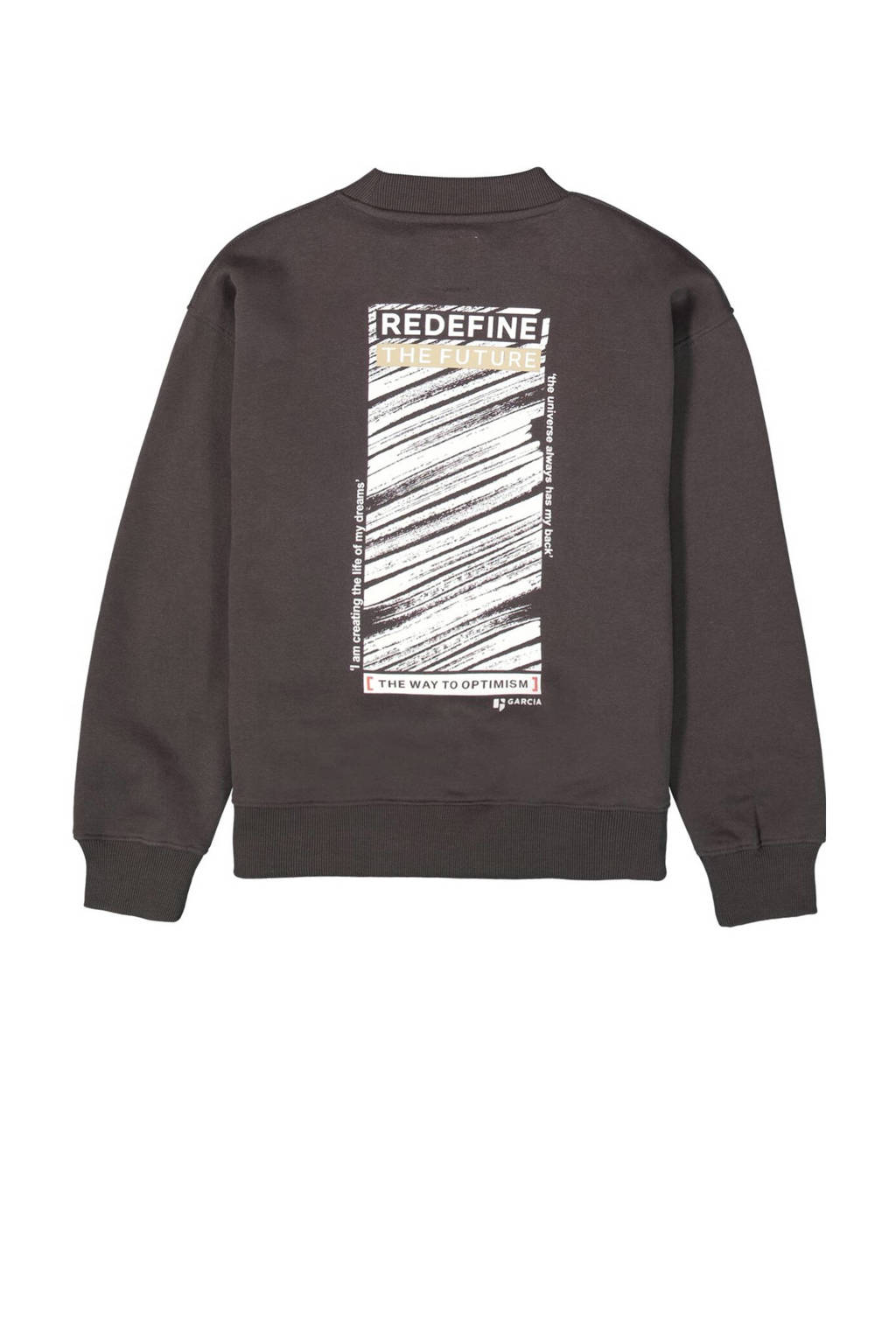 Garcia sweater met backprint donkergrijs