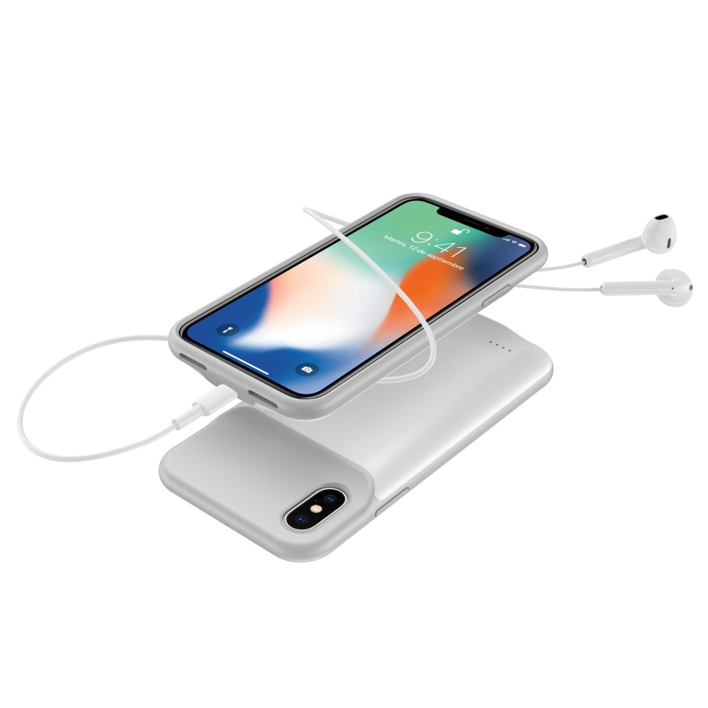 iPhone Xs / X Schutzhülle Qi Wireless Backpack Akku Case 5200mAh - Weiss