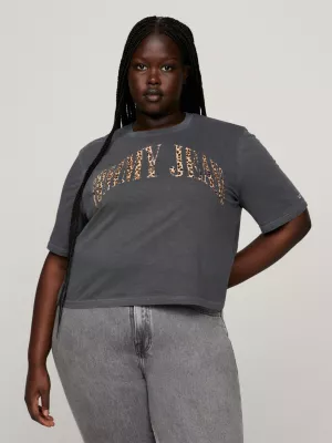 Camiseta clássica com estampa de leopardo e efeito desbotado da Curve