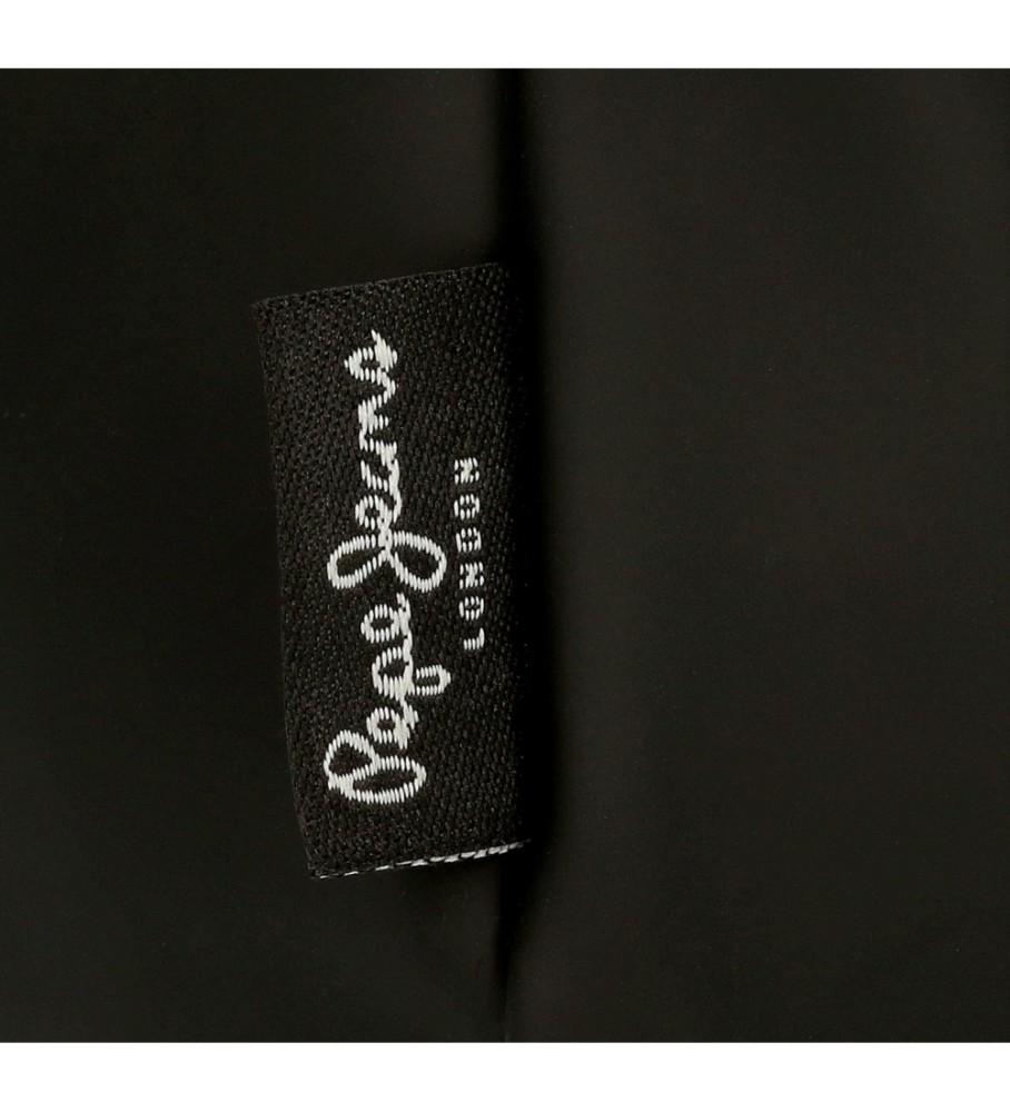 Bolsa de ombro pequena Pepe Jeans Ocean com bolso frontal, preta.