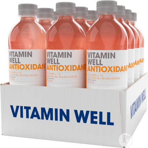 Vitamin Well Antioxidant Vitamine C+E+Sélénium+Manganèse Boisson Rafraîchissante Pêche 12x500ml