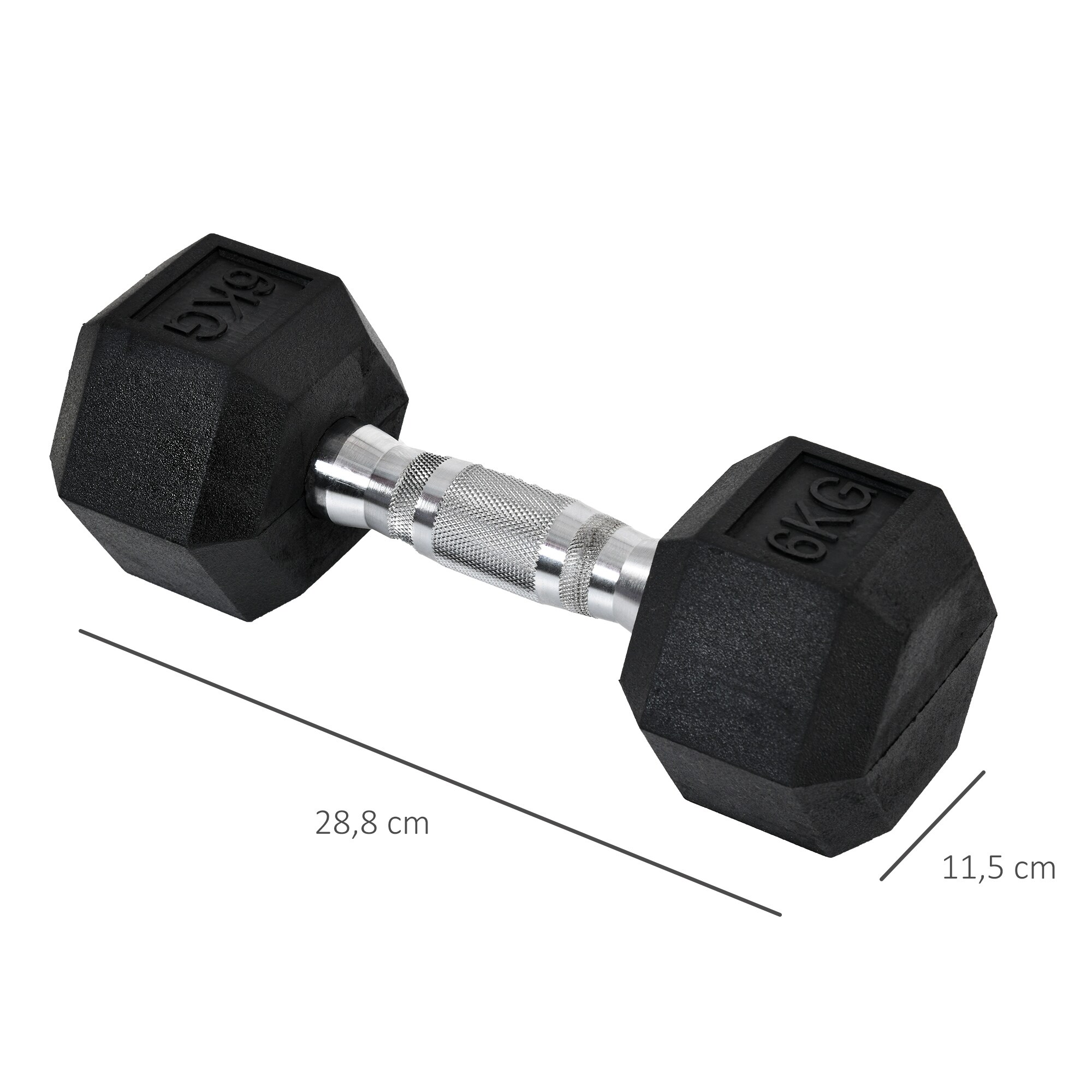 HOMCOM Kurzhantel 2er Set in Hexagon Form schwarz, silber 11,5B x 11,5T x 8H cm