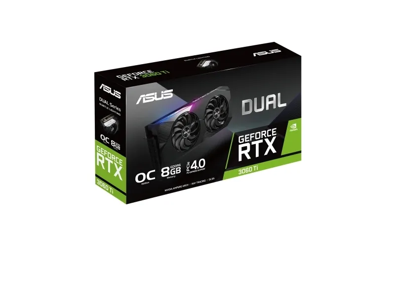 [OUTLET] - ASUS DUAL-RTX3060TI-O8G-V2 - OC Edition - grafikkort - GF RTX 3060 Ti - 8 GB GDDR6 - PCIe 4.0 - 2 x HDMI, 3 x DisplayPort - LHR