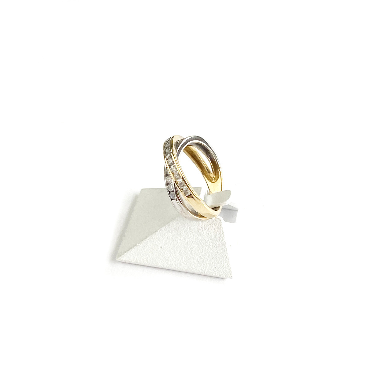 Bague d'occasion 2 ors 750 anneaux entrelacés diamants