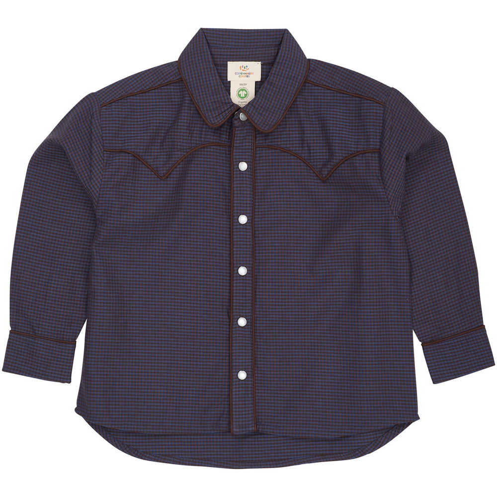 Køb COPENHAGEN COLORS Brown/Blue Check Comb. Checkered Cowboy Skjorte