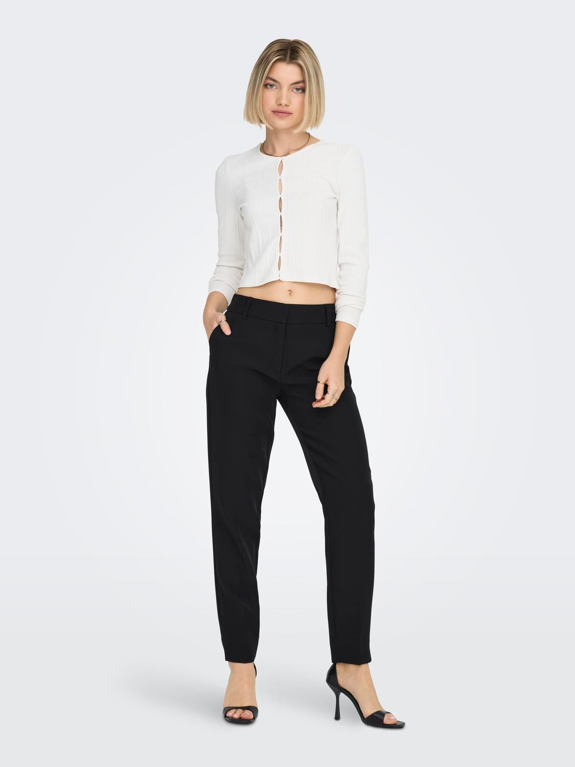 ONLVERONICA-ELLY Hohe Taille Slim Fit Hose Black