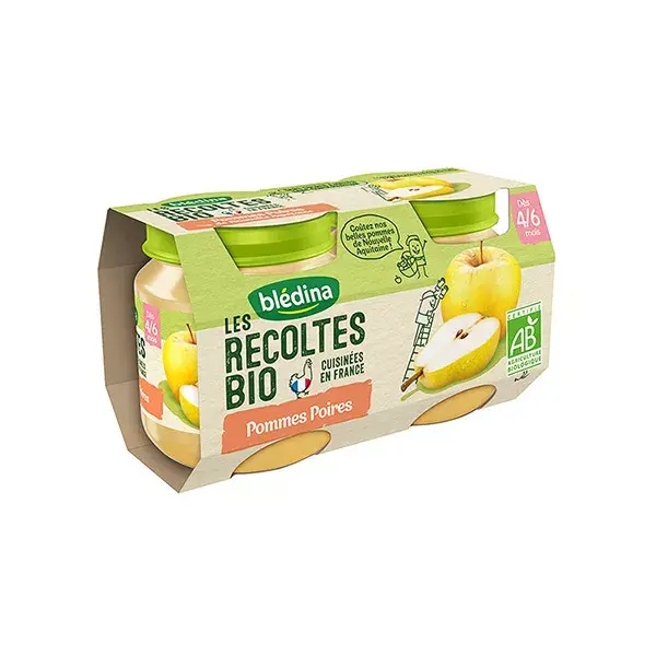 Compota de Maçã e Pera Orgânica Blédina Colheitas em Pote +4m 2 x 130g