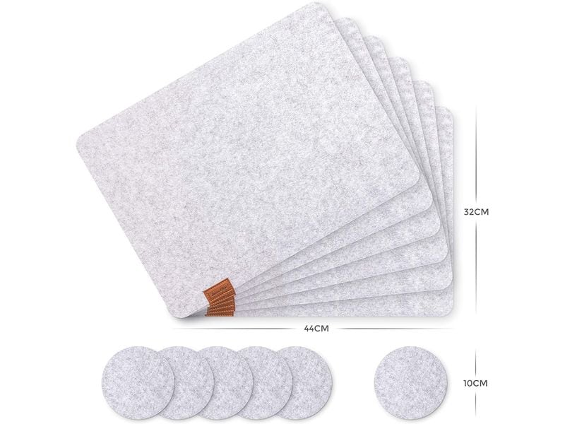 GOURMETmaxx Tischset aus Filz 12er Set 44 cm x 32 cm, Grau Luana Rose Platzsets in Anthrazit