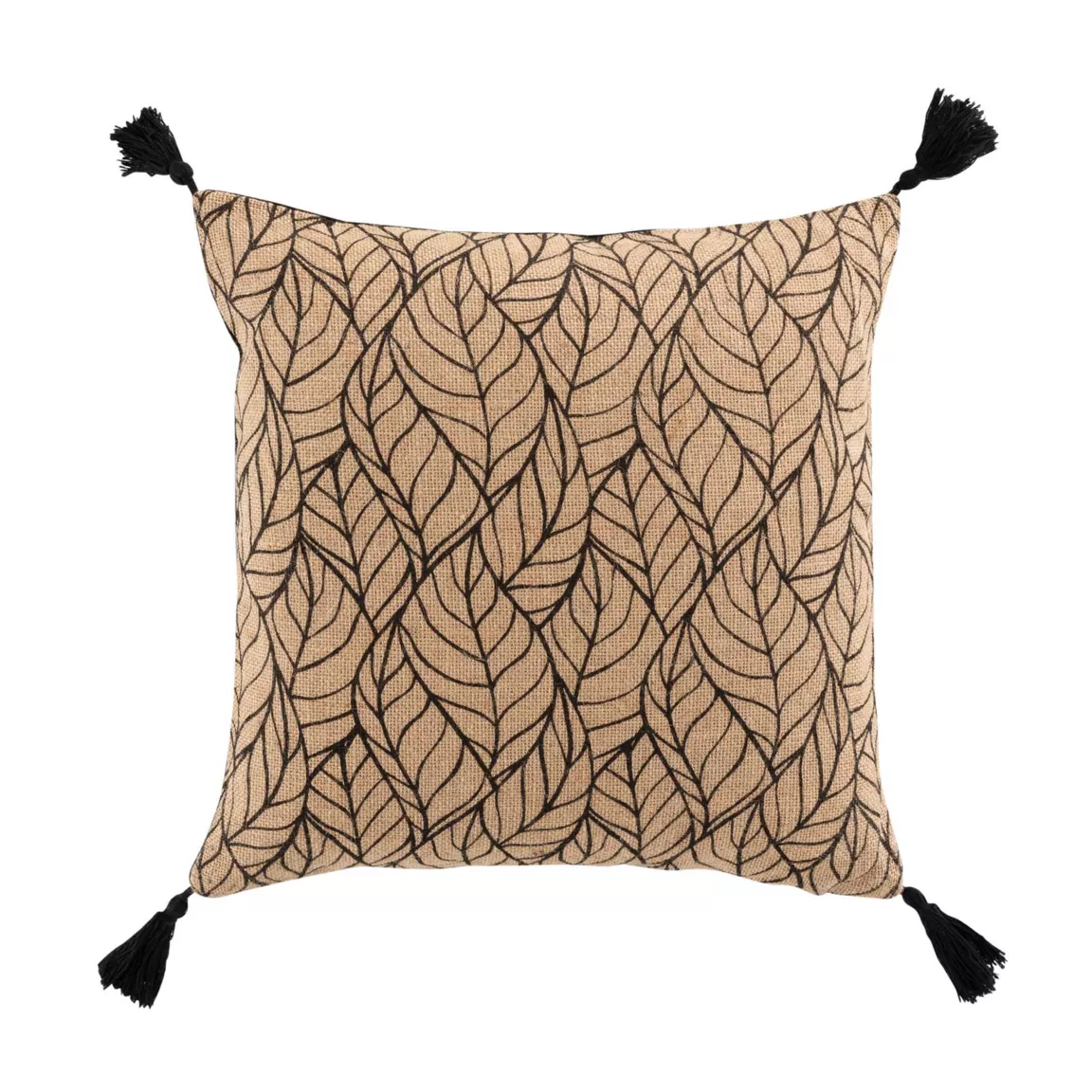 Coussin carré coton et jute (40 x 40 cm) Nama Noir