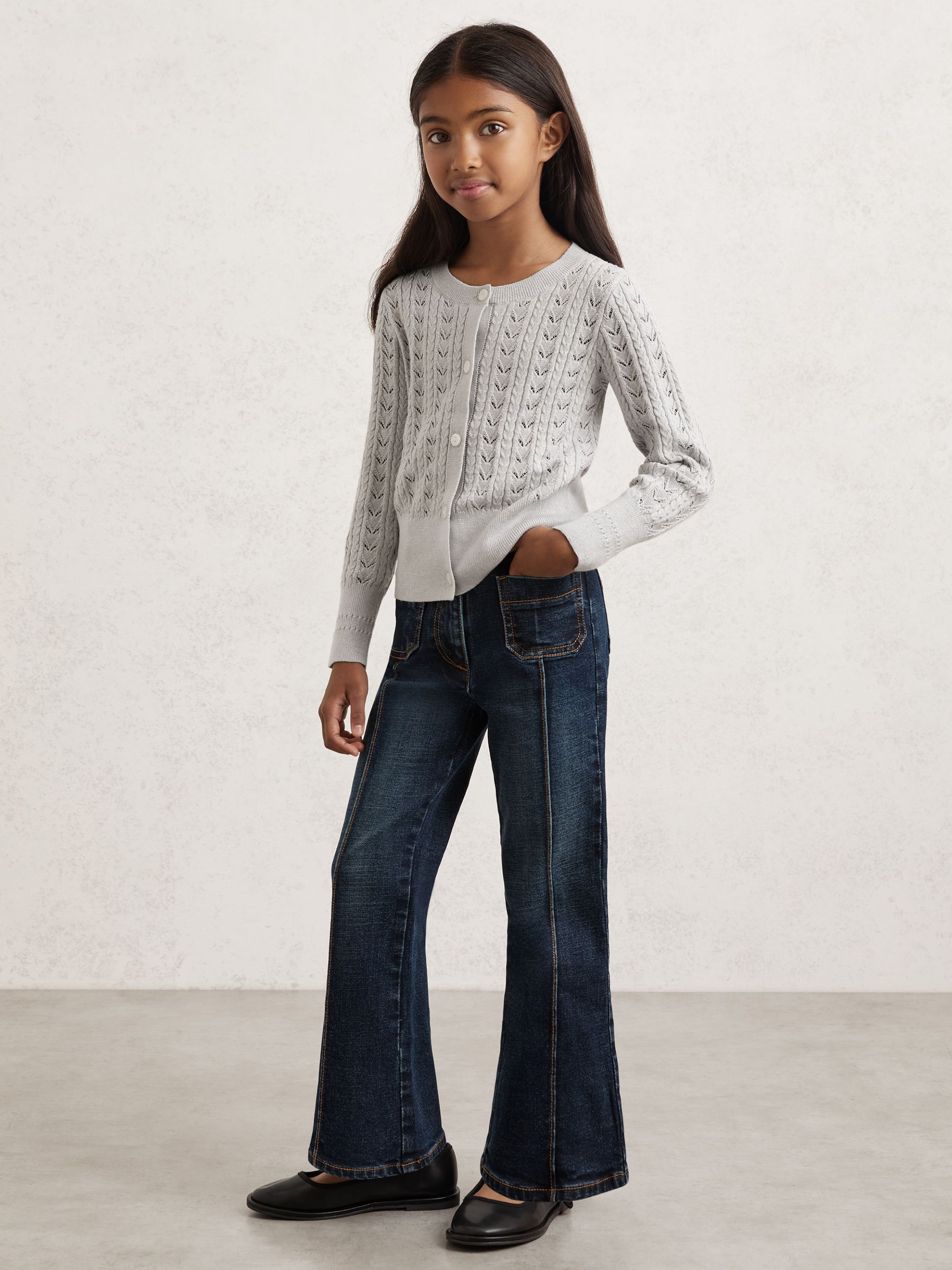 Reiss Fae Cotton And Wool Blend Pointelle Cardigan