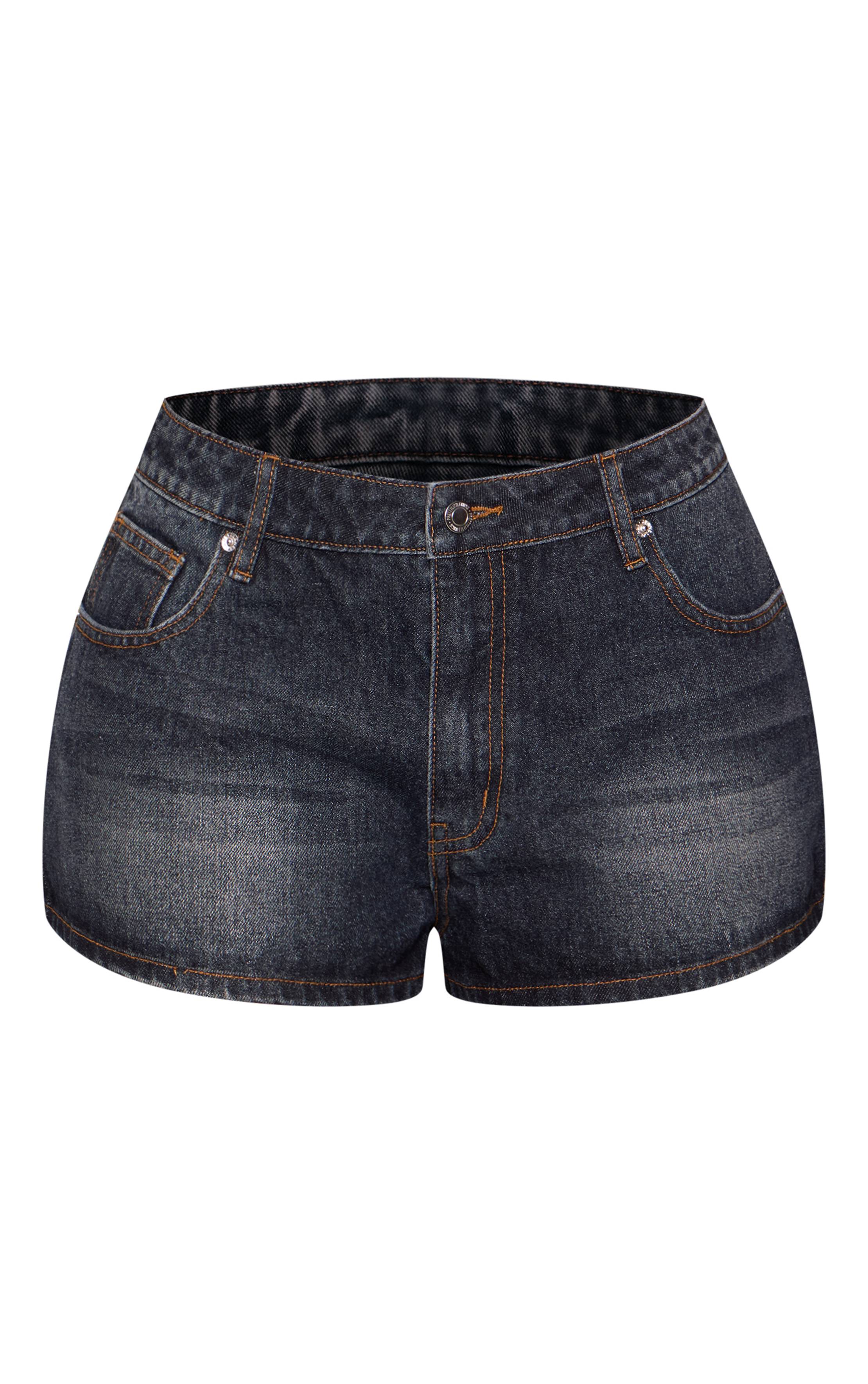 Mid Blue Wash Short En Jean Taille Mi-haute Ajustable Shape