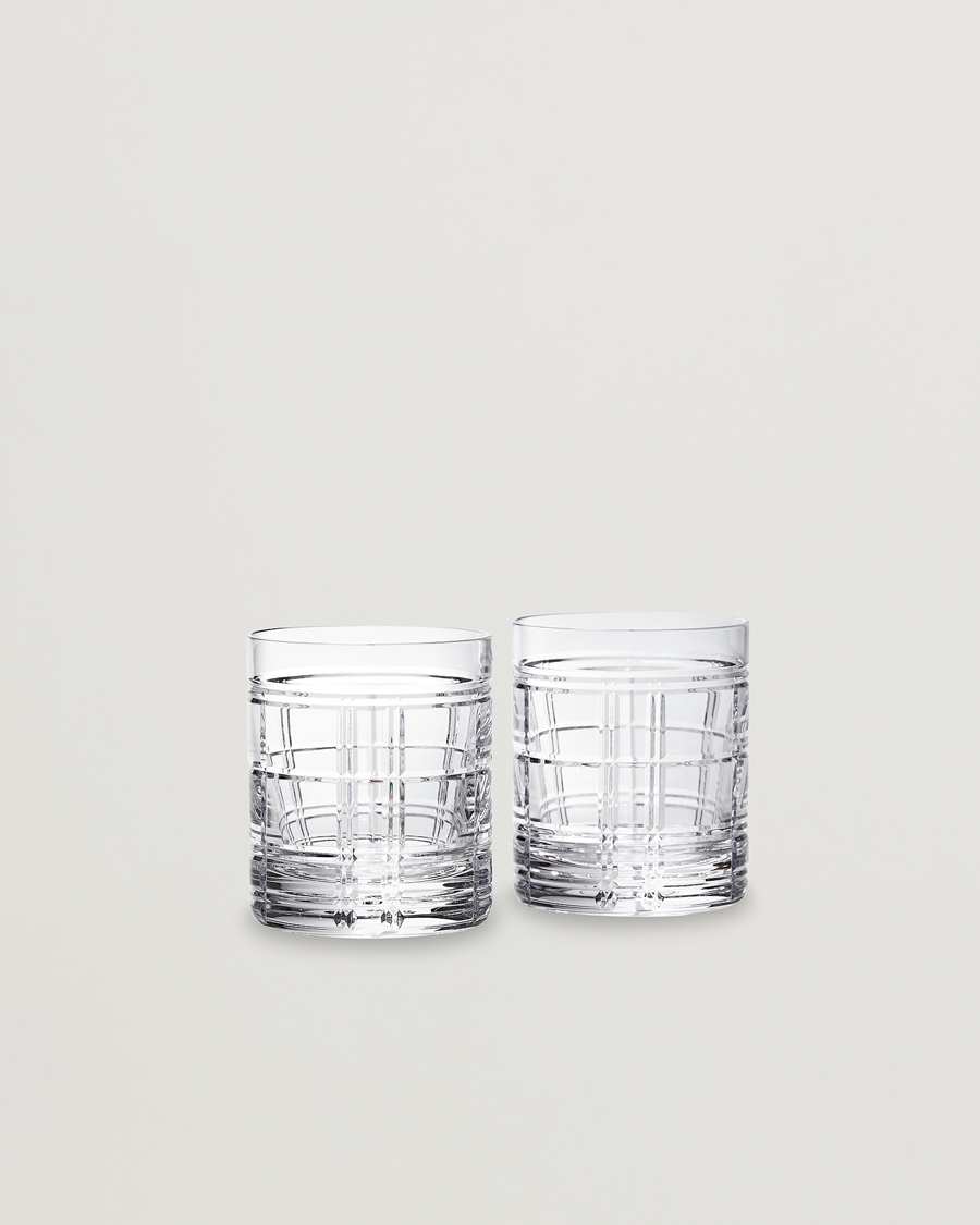 Ralph Lauren Home Hudson Plaid Crystal Glass 2pcs Clear