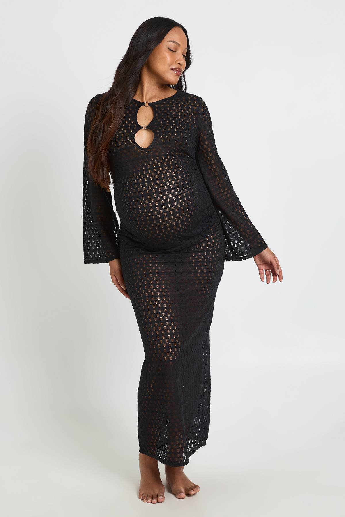 boohoo Robe De Plage De Maternité À Détail Anneau En O