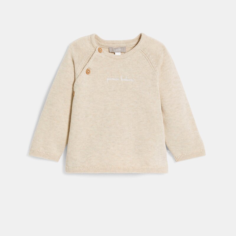 Pull et pantalon maille tricot rose bébé fille Beige