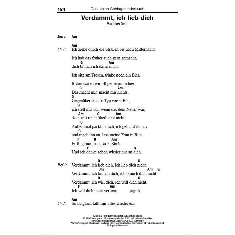 Bosworth - Das Kleine Schlagerliederbuch