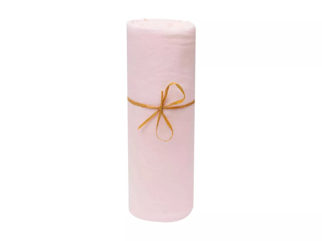 Drap housse bébé jersey bio rose poudré 70x140