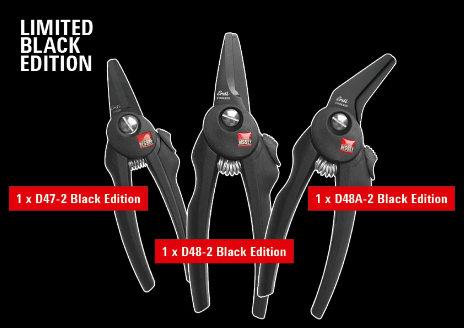 Bessey COMBI-SET-A 3-delig Black Edition scharenset - 140   190   190 mm