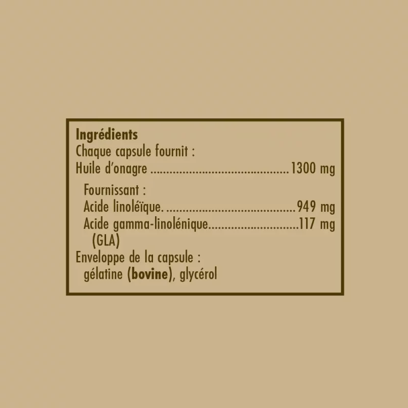 Huile d'Onagre 1300mg - Equilibre Féminin - Maintien des tissus de la peau - 30  Capsules