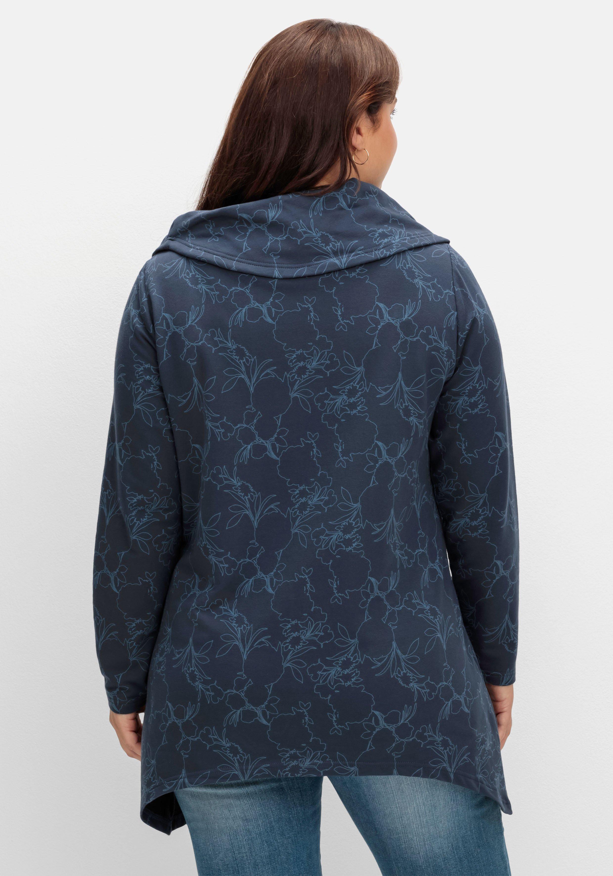 Langes Sweatshirt mit Alloverdruck, in Zipfelform