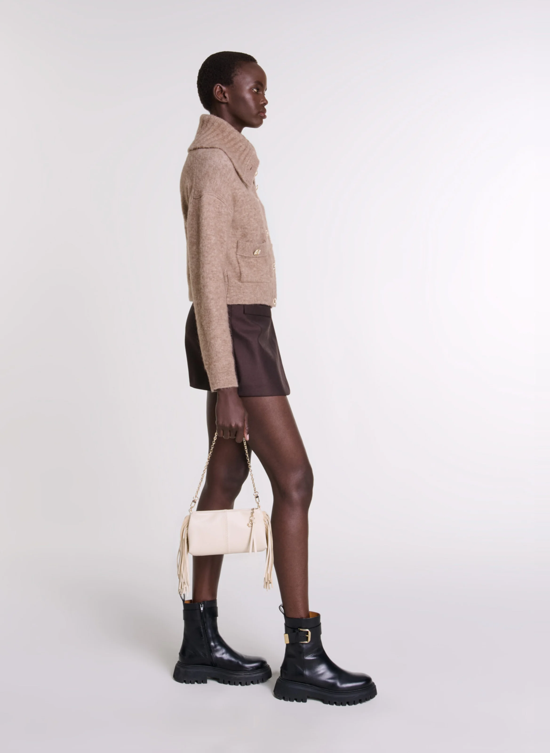Cardigan en laine mélangée | Marron